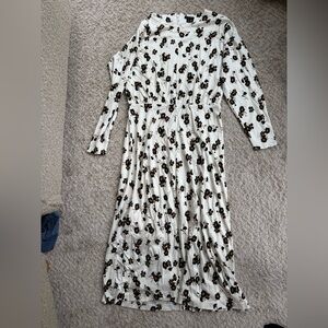 Ann Taylor White Floral Midi Dress